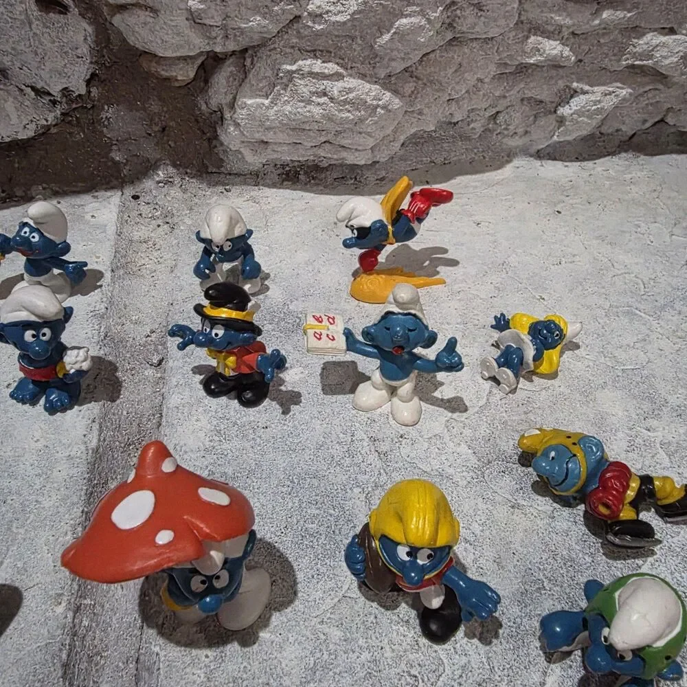 Vintage Smurf Figures Lot of 38 1970s-1980s Peyo Schleich Figurines Snail